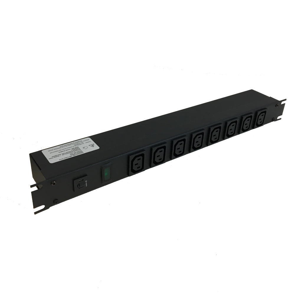 Hammond 19 Inch 8 Outlet Horizontal Rack Mount Power Strip - C14 Inlet, C13 Front Receptacles