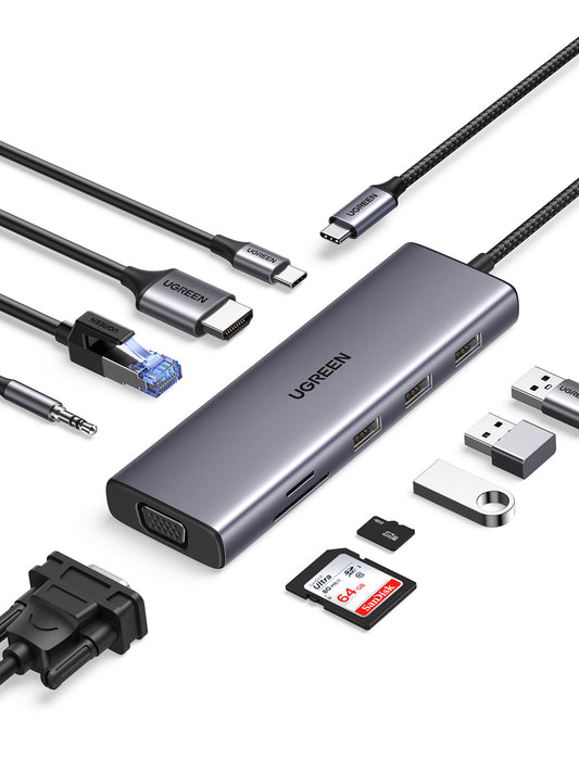 Station d'accueil USB-C - USBA, HDMI, VGA, RJ, SD/TF