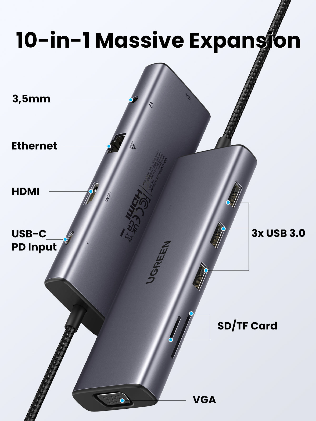 Station d'accueil USB-C - USBA, HDMI, VGA, RJ, SD/TF