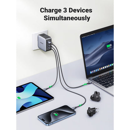 Chargeur rapide de voyage mondial USBA 2x USB-C 65 W GaN Tech