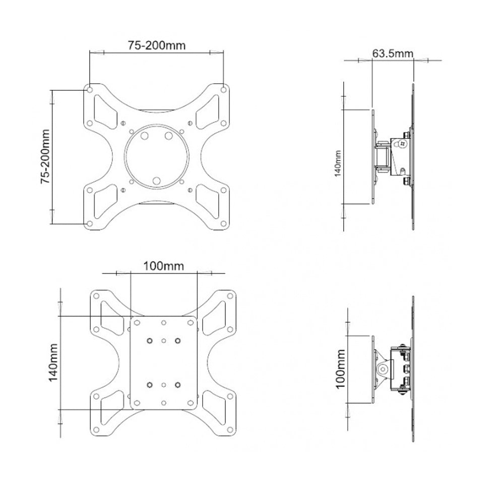 Tilt & Swivel TV Wall Mount - 19-37 inch