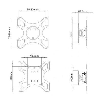 Tilt & Swivel TV Wall Mount - 19-37 inch