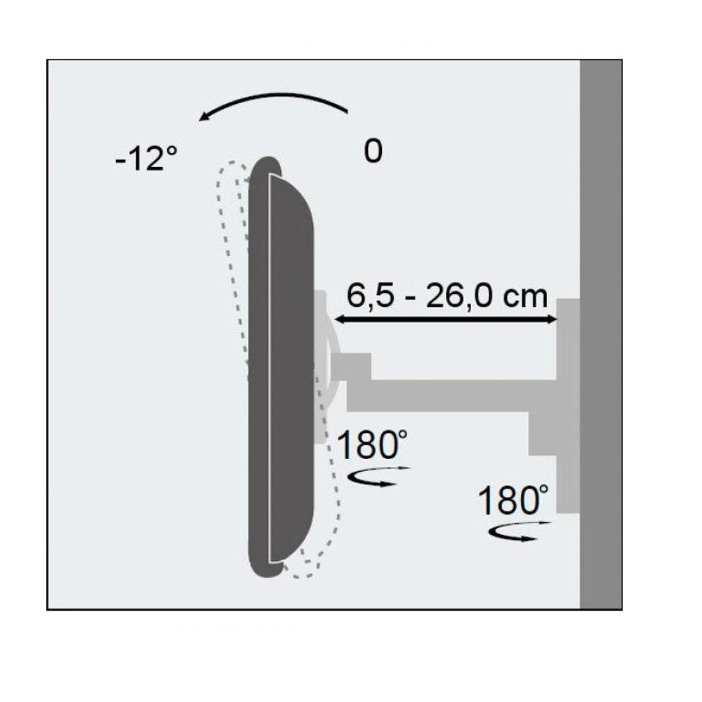 1-Arm Tilt/Swivel TV Wall Mount- 19-37in