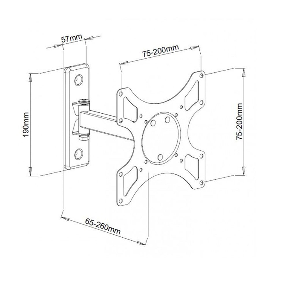 1-Arm Tilt/Swivel TV Wall Mount- 19-37in