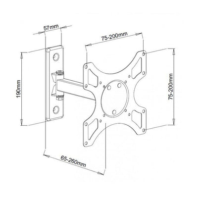 1-Arm Tilt/Swivel TV Wall Mount- 19-37in