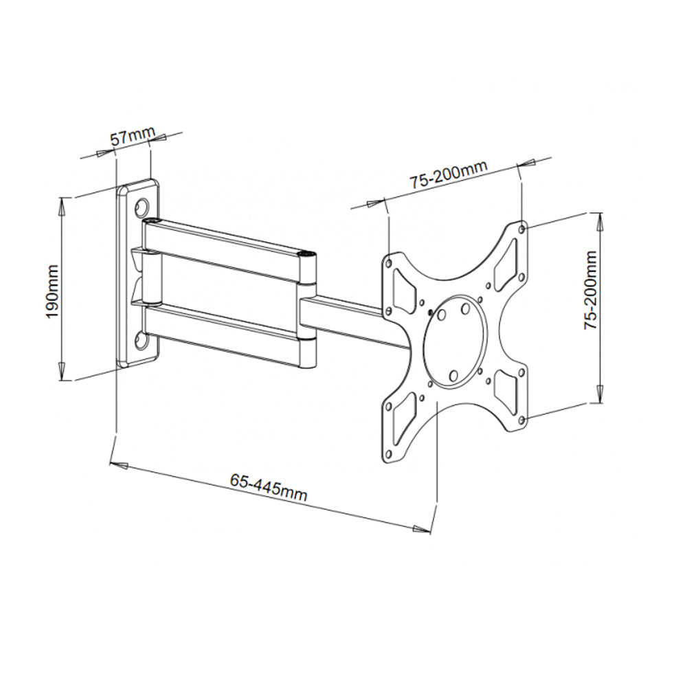 2-Arm Tilt/Swivel TV Wall Mount- 19-37in