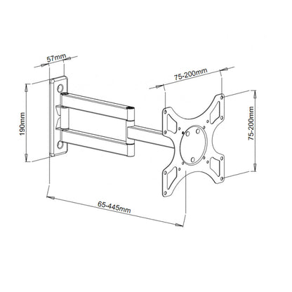 2-Arm Tilt/Swivel TV Wall Mount- 19-37in