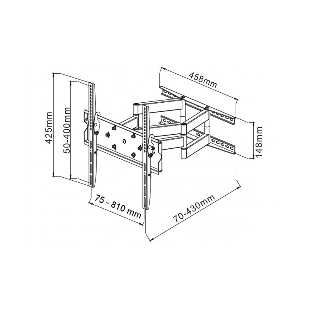 2-Arm Tilt/Swivel TV Wall Mount- 42-70in