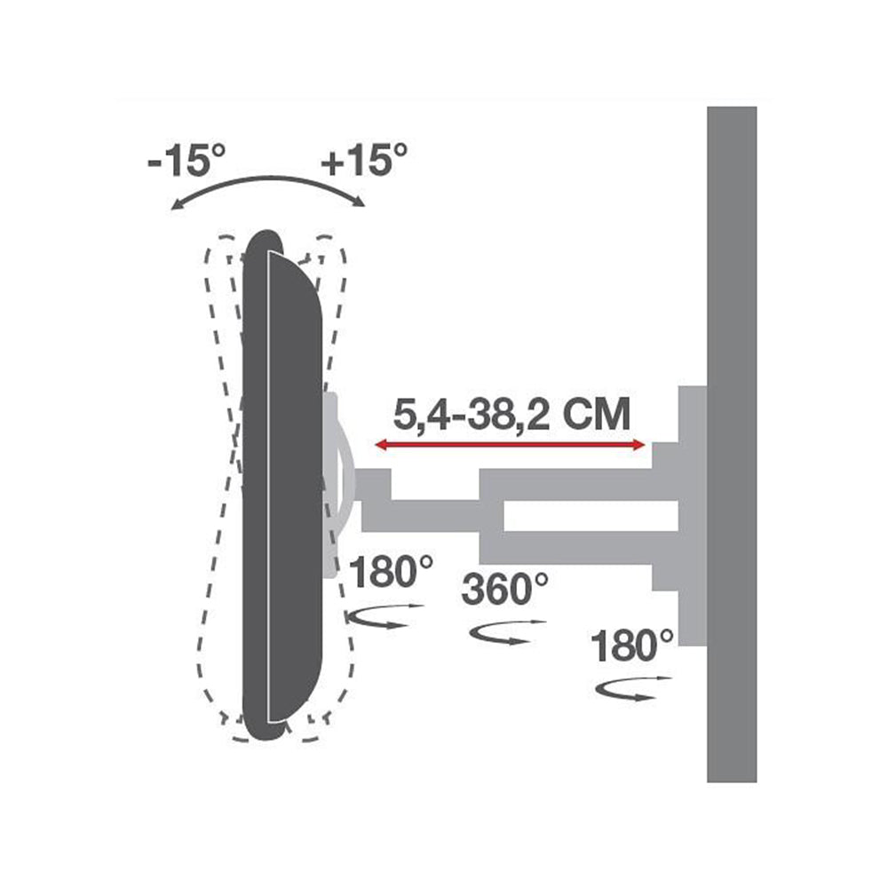 2-Joints Tilting TV Wall mount, 19-37in