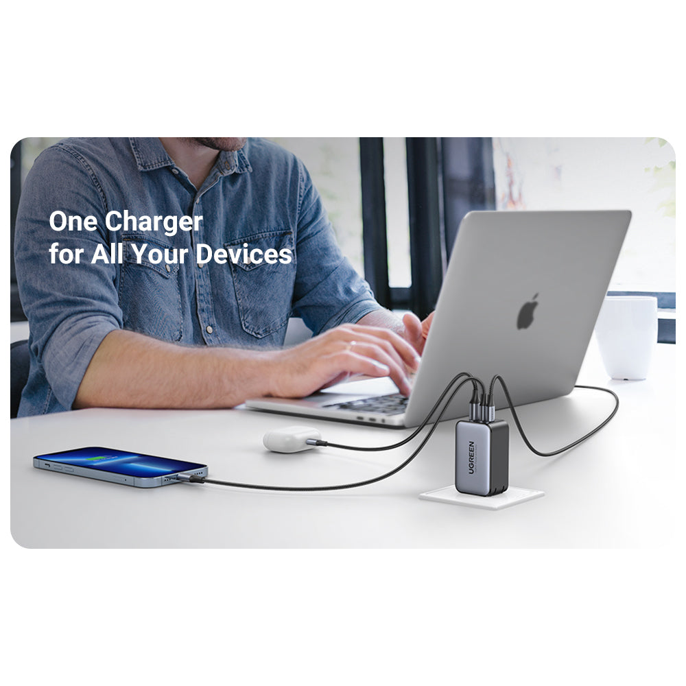 Chargeur rapide GaN 65 W - 2 USB C, 1 USB A