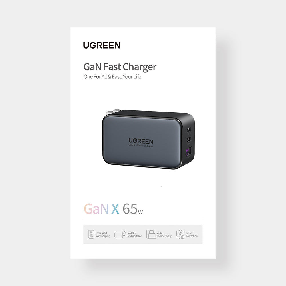 Chargeur rapide GaN 65 W - 2 USB C, 1 USB A