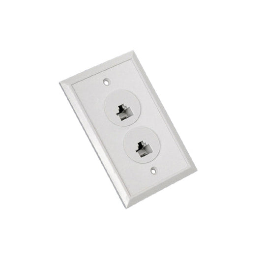 RJ12 Dual Outlet Flush Wall Plate - WH