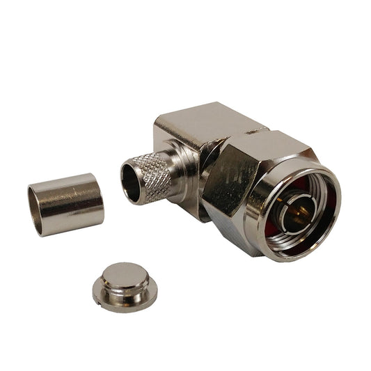 N-Type Right Angle Male Crimp Connector for RG8 (LMR-400) 50 Ohm