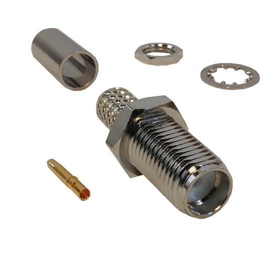 SMA Female Bulkhead Crimp Connector for RG58 (LMR-195) 50 Ohm