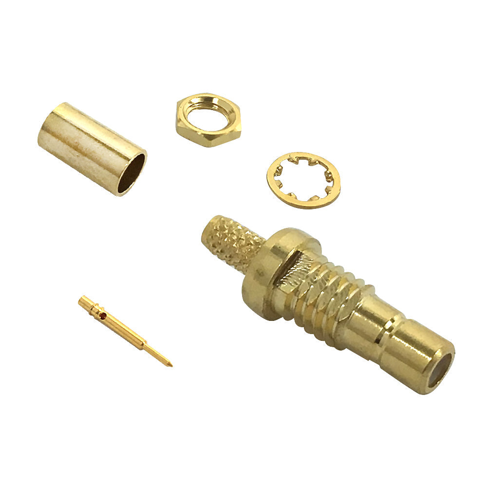 SMB Female Bulkhead Crimp Connector for RG174 (LMR-100) 50 Ohm