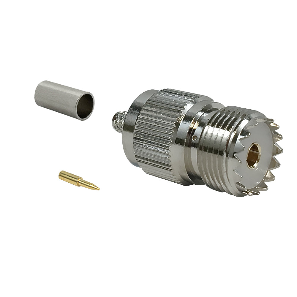 UHF Female Crimp Connector for RG58 (LMR-195) 50 Ohm