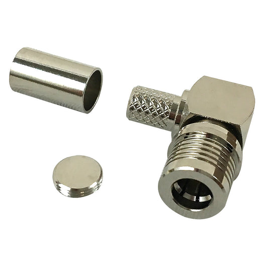 Connecteur à sertir mâle à angle droit QMA pour LMR-240 50 Ohm