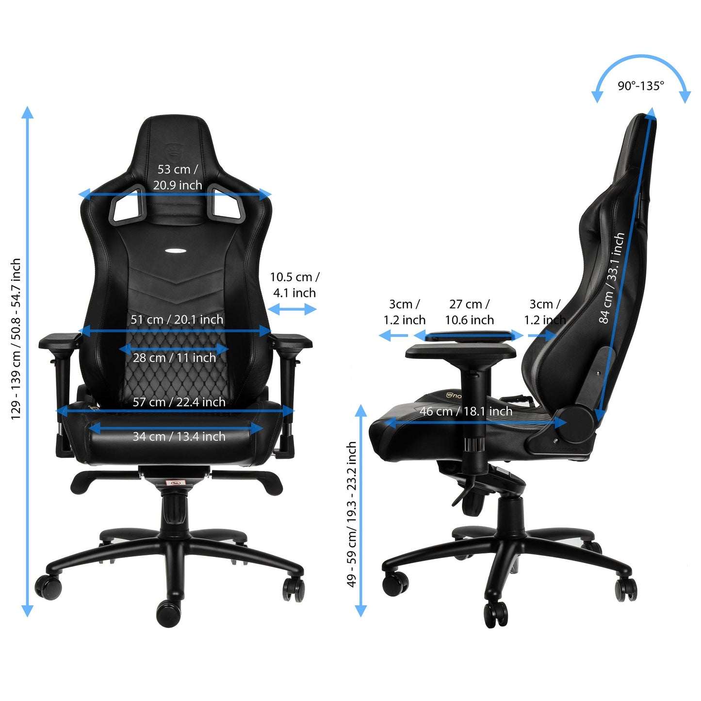 EPIC Gaming Chair - black - Real Leather