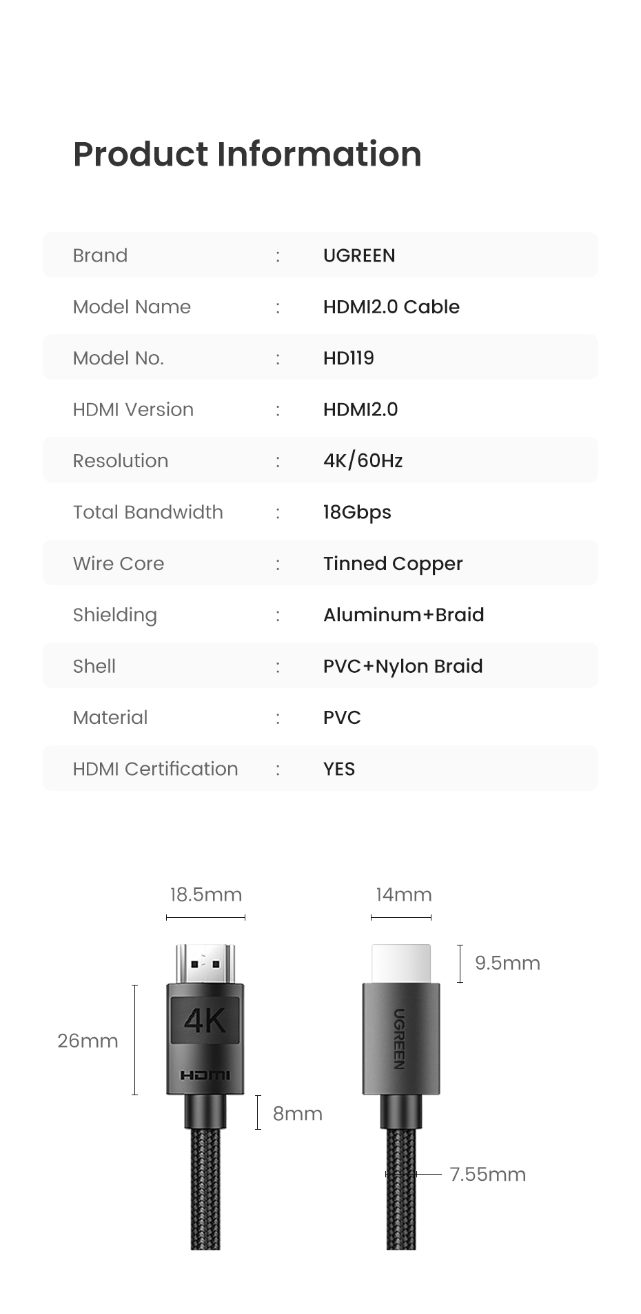 Câble HDMI 4K mâle vers mâle 2M