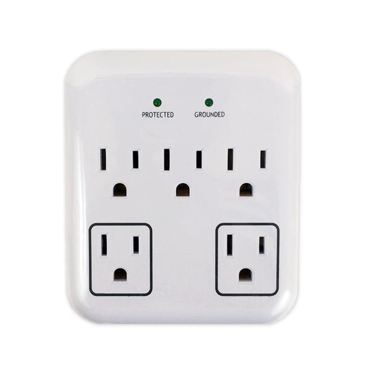 5 Outlet Power Tap - 900J Surge Protection - White