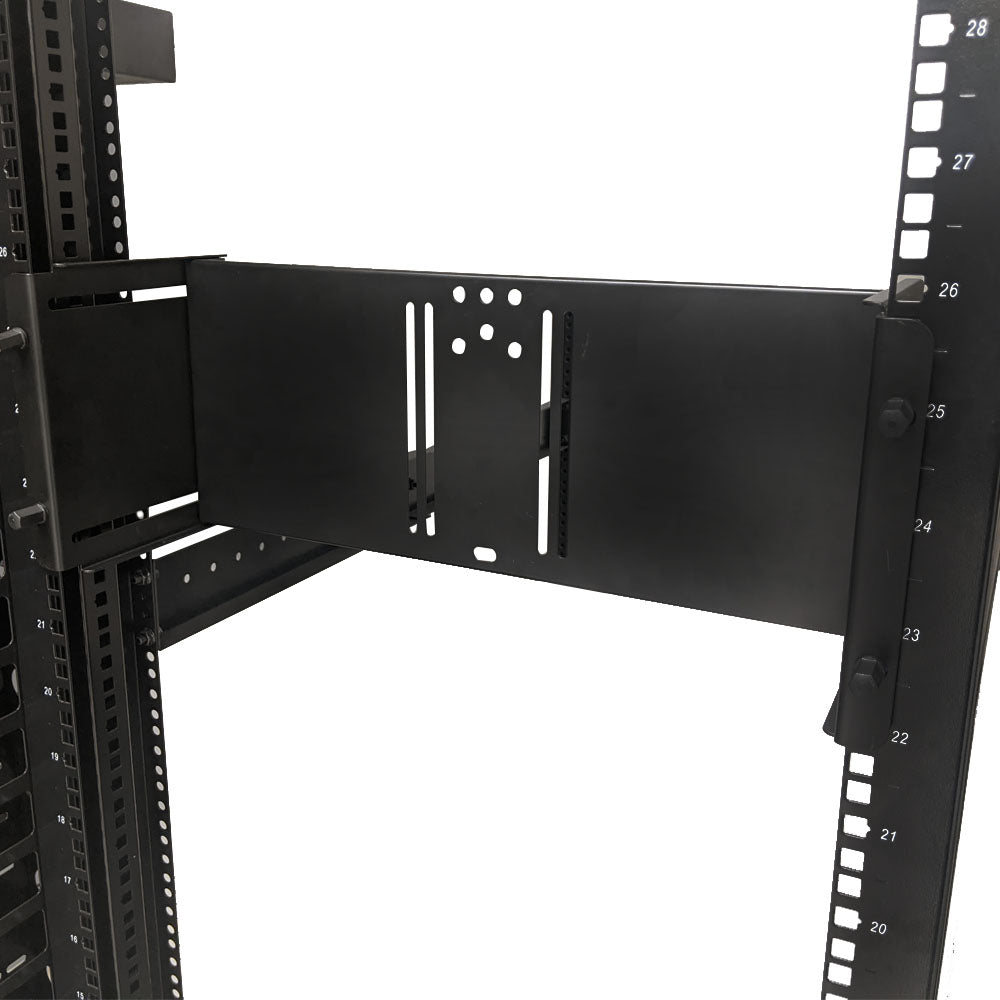 Monitor Mount for Relay Racks and Cabinets - 19 Inch  - Adjustable - 4U - VESA 75x75, 100x100