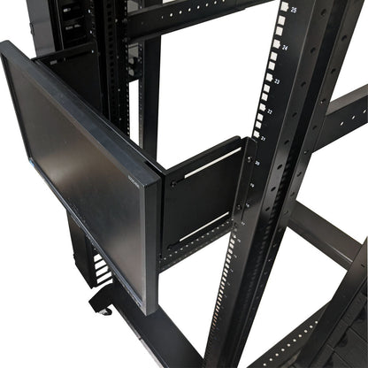 Monitor Mount for Relay Racks and Cabinets - 19 Inch  - Adjustable - 4U - VESA 75x75, 100x100