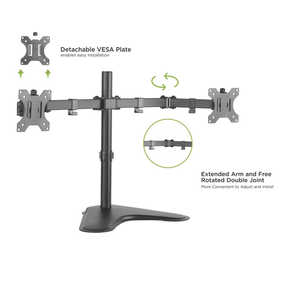 Bras de moniteur à double articulation pour 2 moniteurs 13-32'' avec base