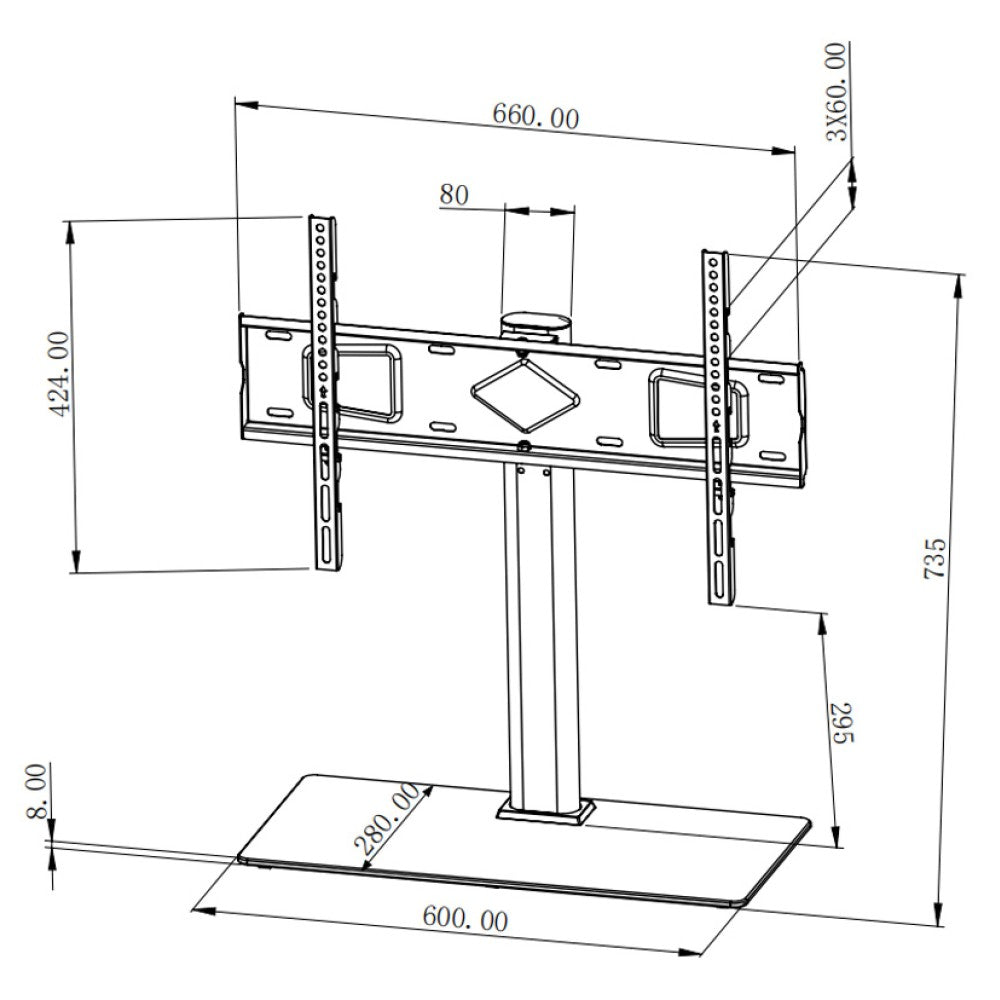 Universal Desk Support for TVs from 32'' to 65''